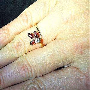 14k garnet and white Sapphire